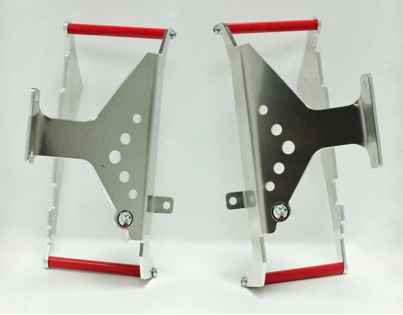 Radiator braces in aluminum with red spacers for Honda CRF450R