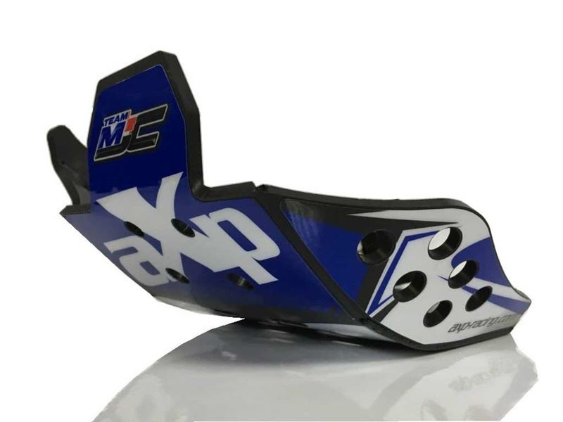Left side of the black HDPE plastic skid plate for Yamaha YZ125