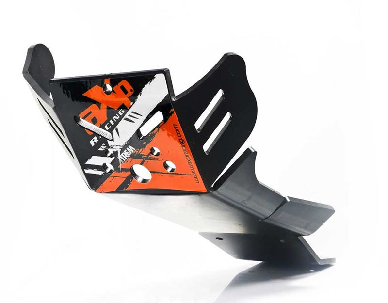 Black HDPE plastic skid plate with linkage guard for KTM - Husqvarna 250 / 350 4T