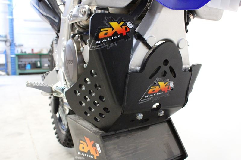 Black HDPE plastic skid plate with linkage guard for Yamaha YZ250F - YZ450F