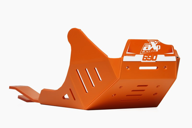 Orange HDPE plastic skid plate with linkage guard for KTM 690 enduro and 690 SMC-R
